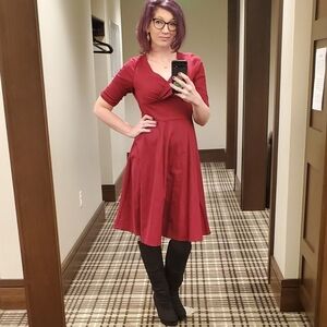 🎉Retro Stage Red Sweetheart Fit & Flare Midi Dress - Size Medium